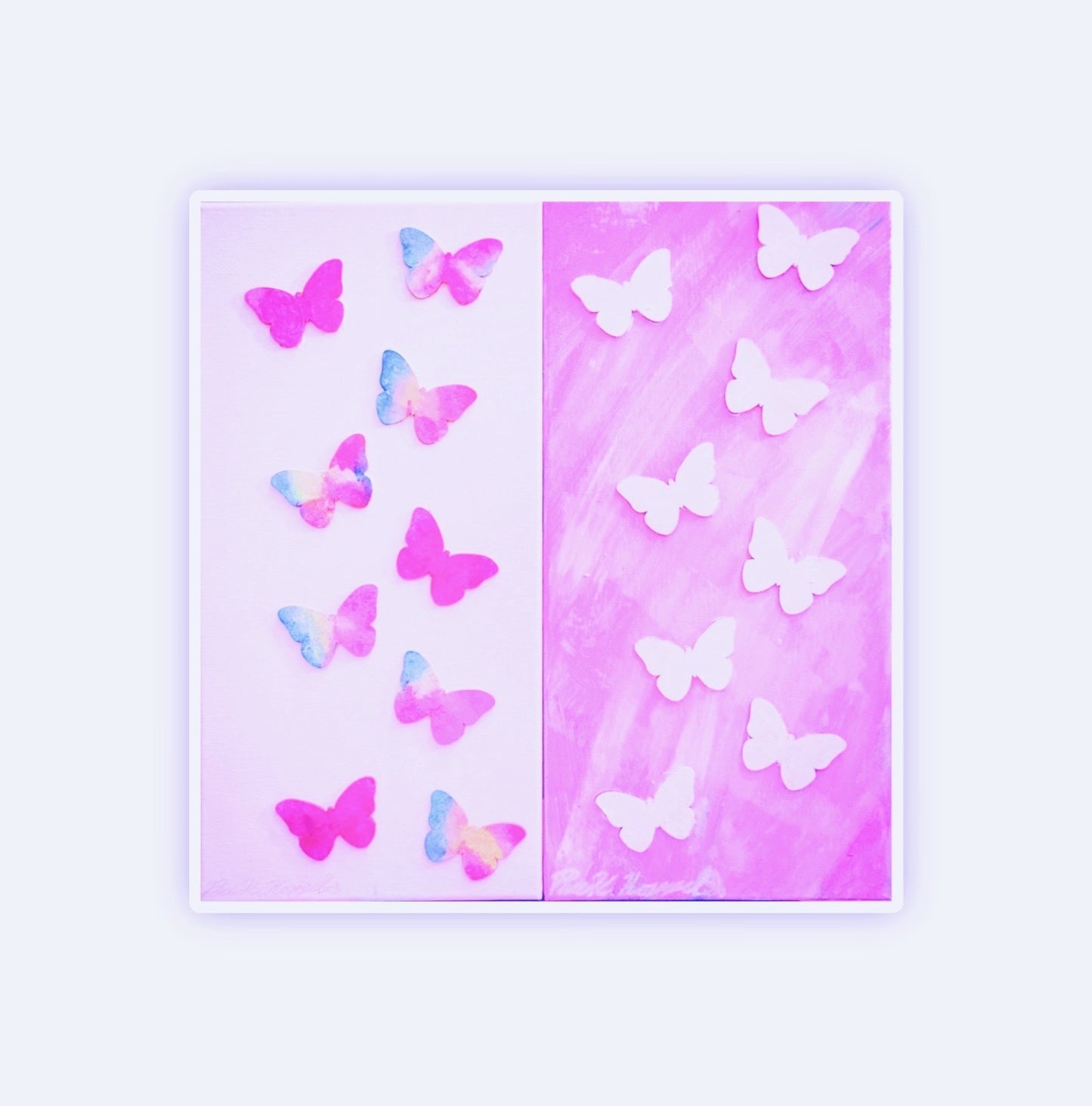 Flutterfield Paintings 
Set with 3D Wooden Butterflies & Modeling Paste Textured Acrylic Artworks by Pace Katherine